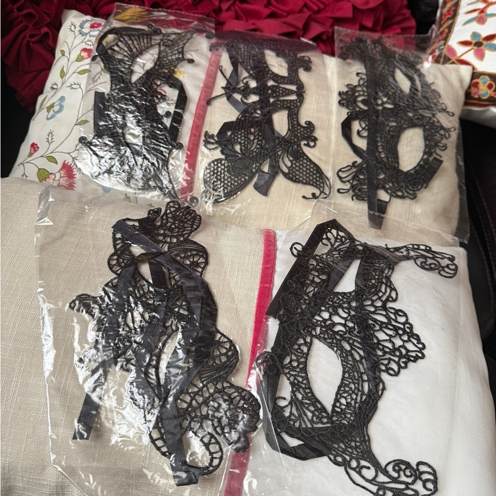 5 different design Elegant Black Lace Masquerade Masks